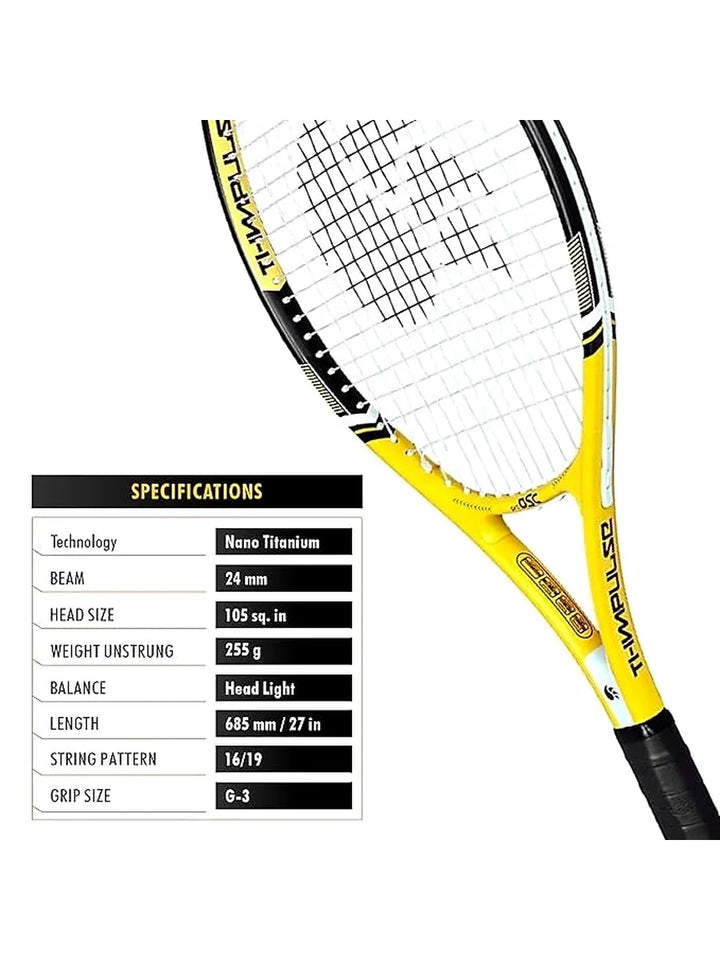 DSC Ti. Impulse Tennis Racquet (White/Red): Lightweight Titanium Tennis Racquet for Beginners and Intermediate Players