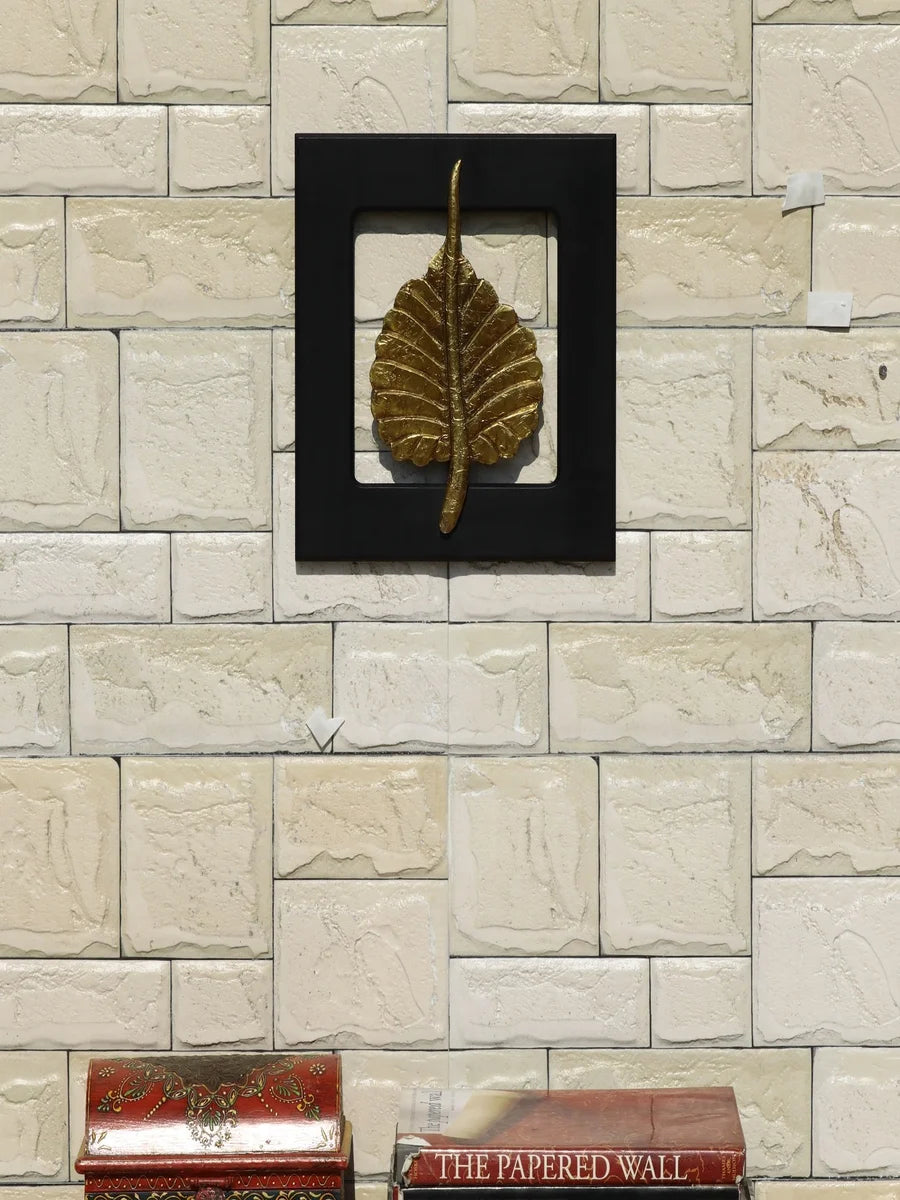 Brass Plated Leaf Wall Decor | Elegant Home Accent 12"x12" Art Piece