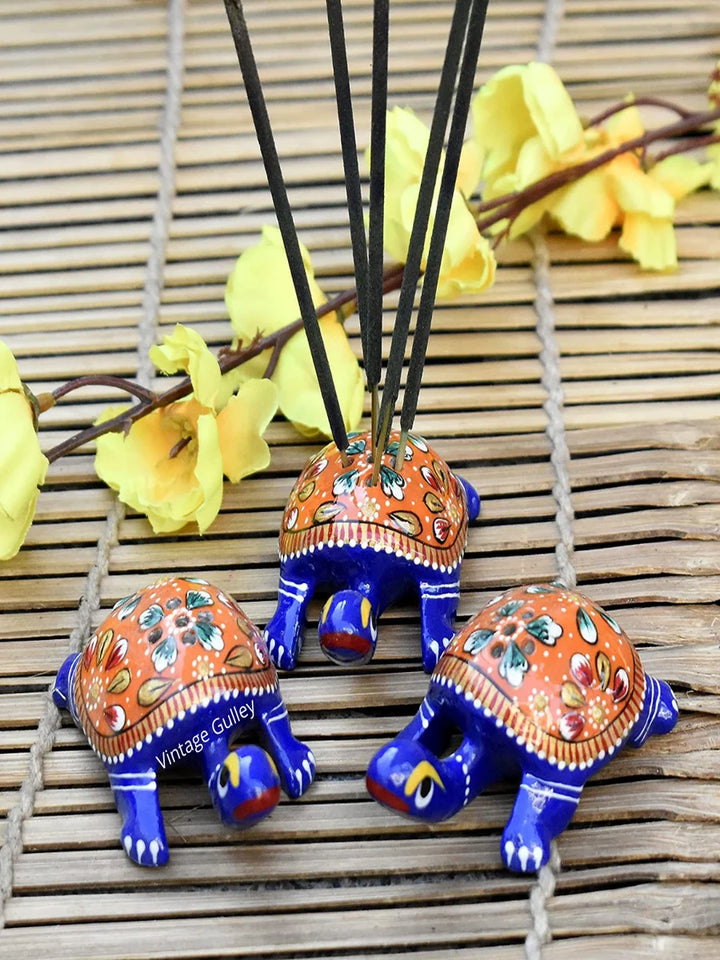 Handcrafted Metal Tortoise Agarbatti Stand Set | Traditional Home Décor