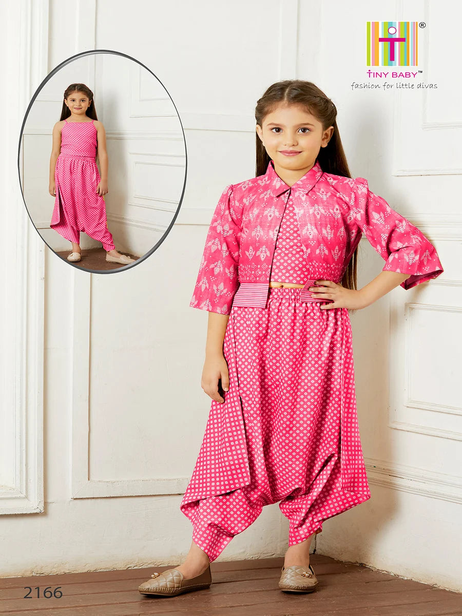 Elegant Rani Pink Kids Pant Set | Satin Fabric  Party Outfit