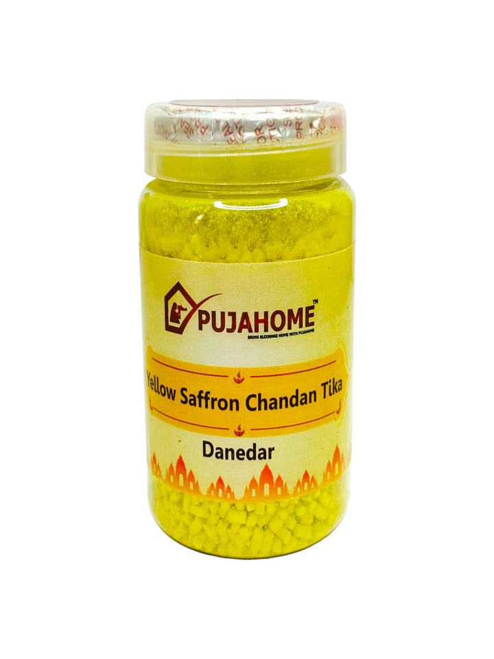 Premium Yellow Saffron Chandan Tika Danedar 200 Gram Box