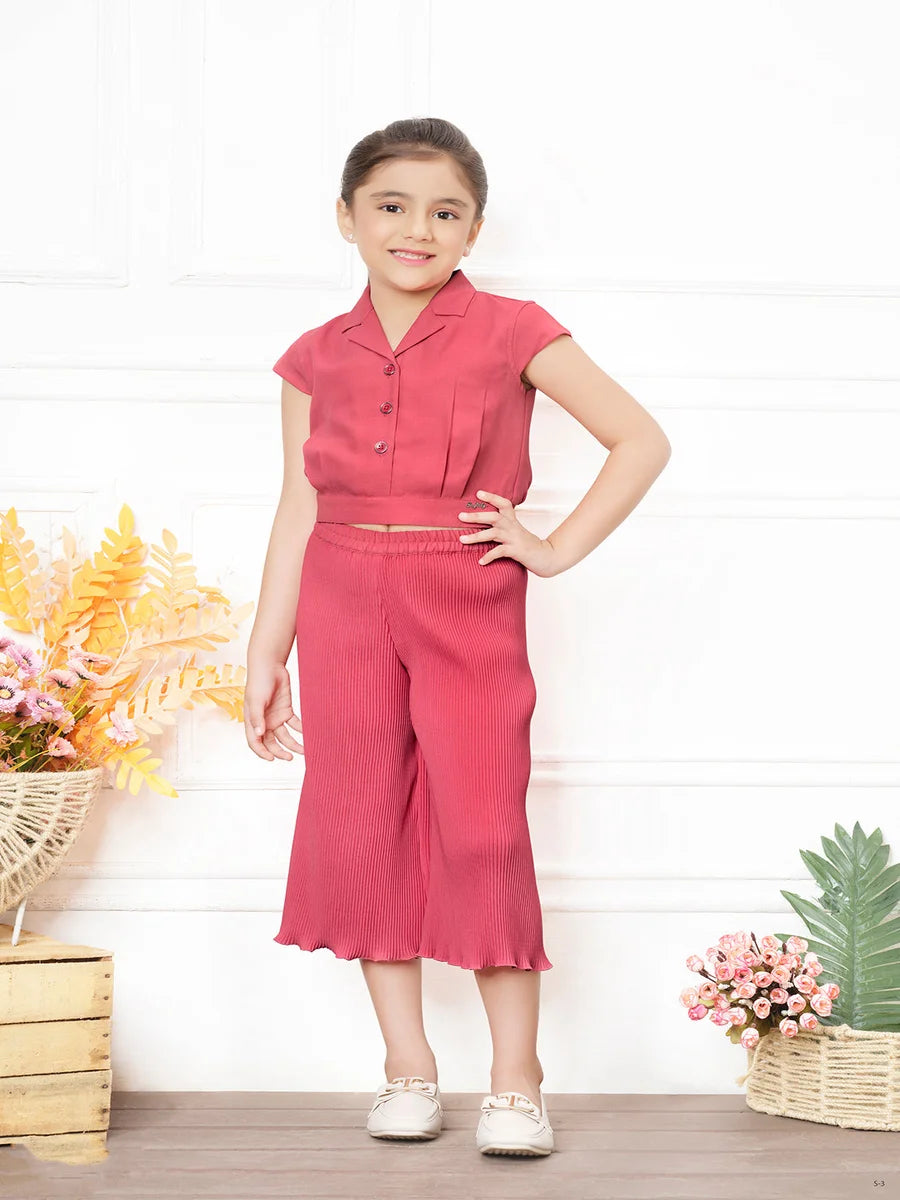 Trendy Rani Pink Culottes Sets for Girls | Kids Outfit