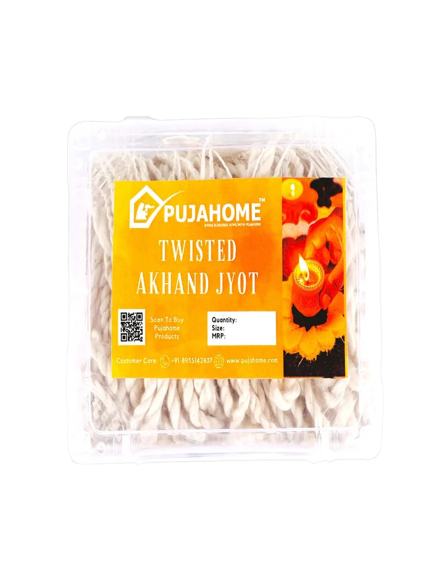 Twisted White Akhand Jyot Cotton Short Wick (300+ Pieces)