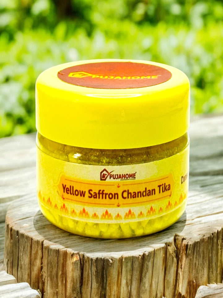 Premium Yellow Saffron Chandan Tika Danedar 50 Gram Box