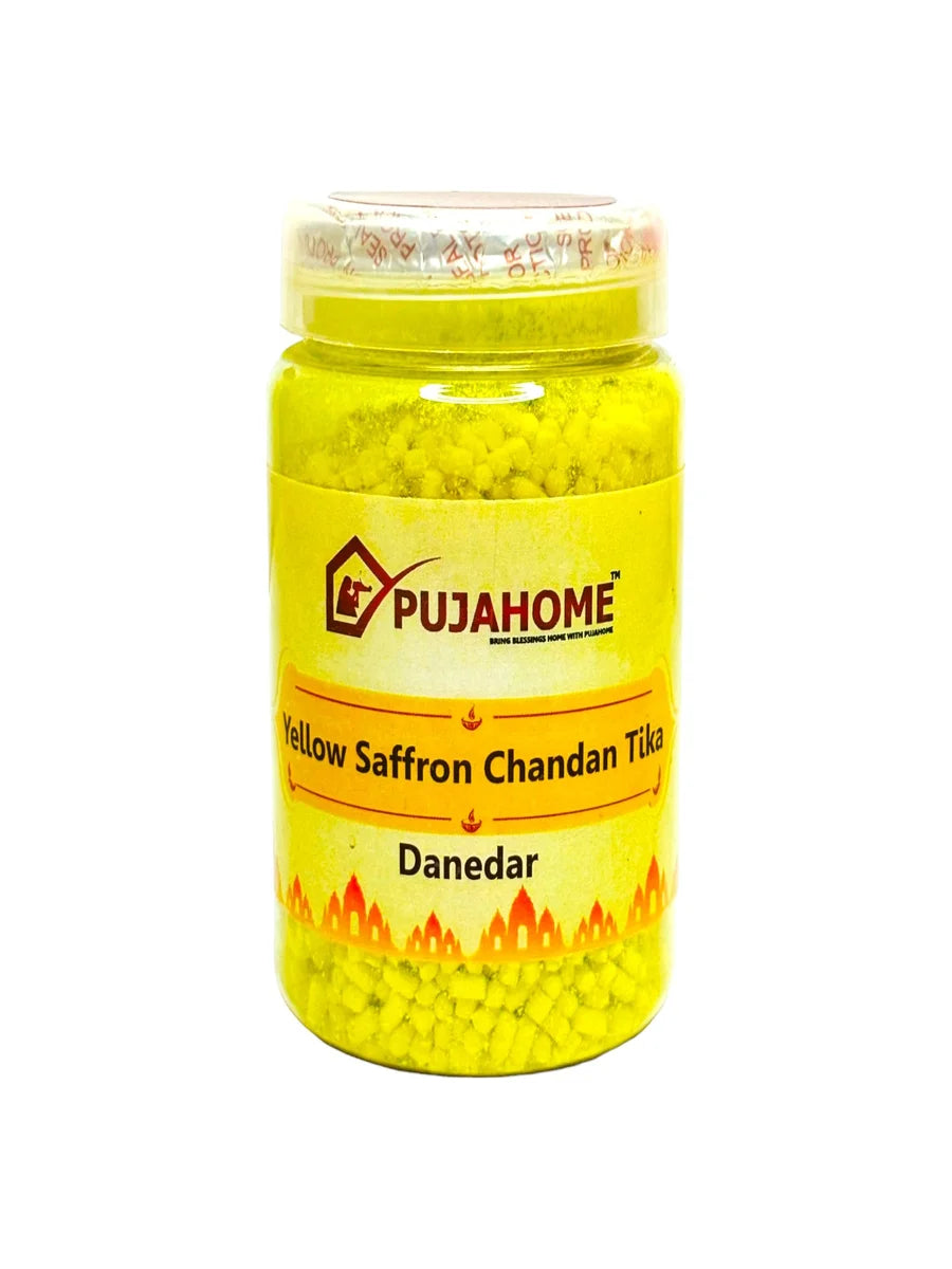 Premium Yellow Saffron Chandan Tika Danedar 200 Gram Box