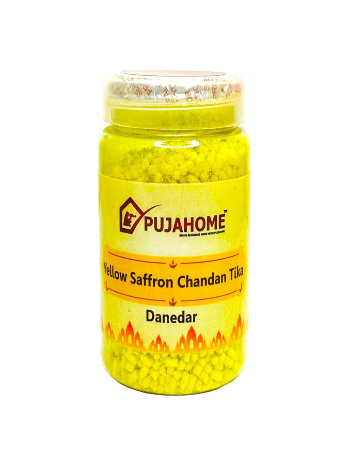 Premium Yellow Saffron Chandan Tika Danedar 200 Gram Box