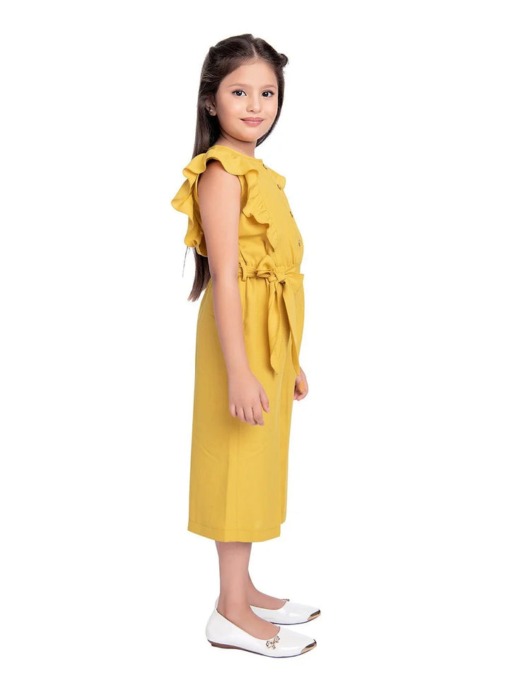 Mustard Linen Jumpsuit for Girls | Casual & Stylish Outfit