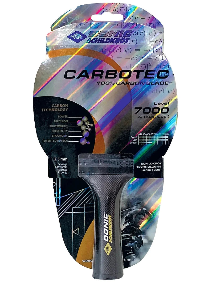 DONIC Carbotec 7000 All-Rounder Table Tennis Racket: Powerful Carbon Blade and Liga-QRC Rubber for Intermediate Players