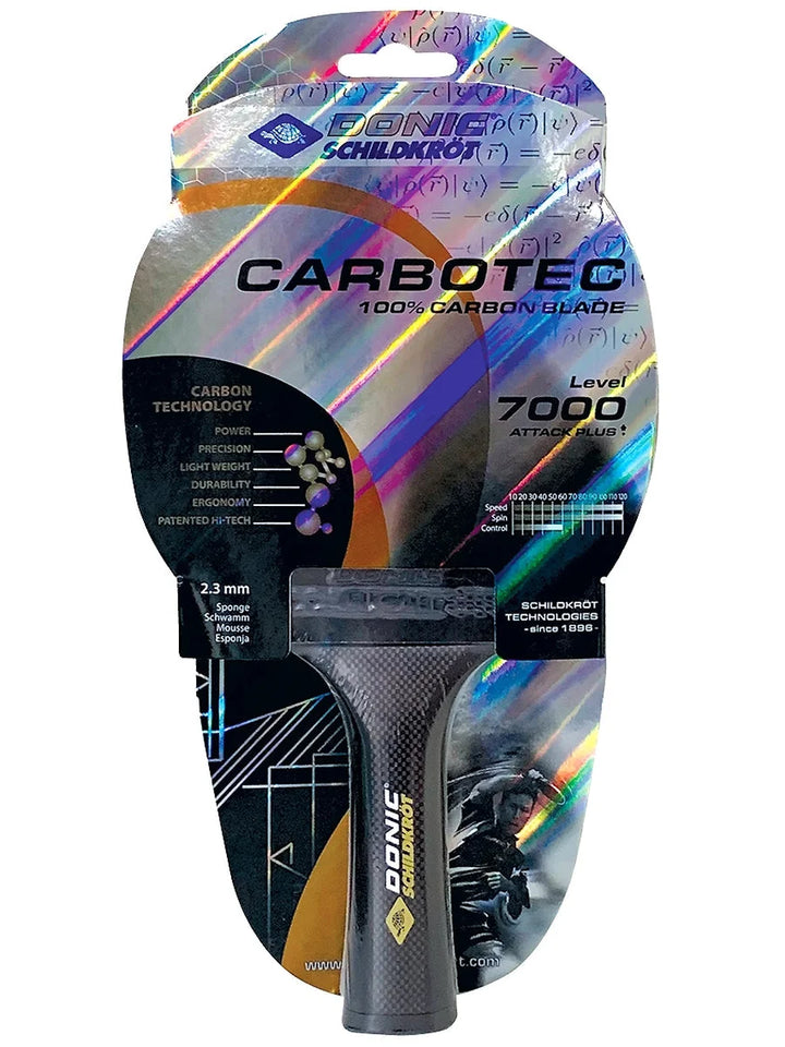 DONIC Carbotec 7000 All-Rounder Table Tennis Racket: Powerful Carbon Blade and Liga-QRC Rubber for Intermediate Players