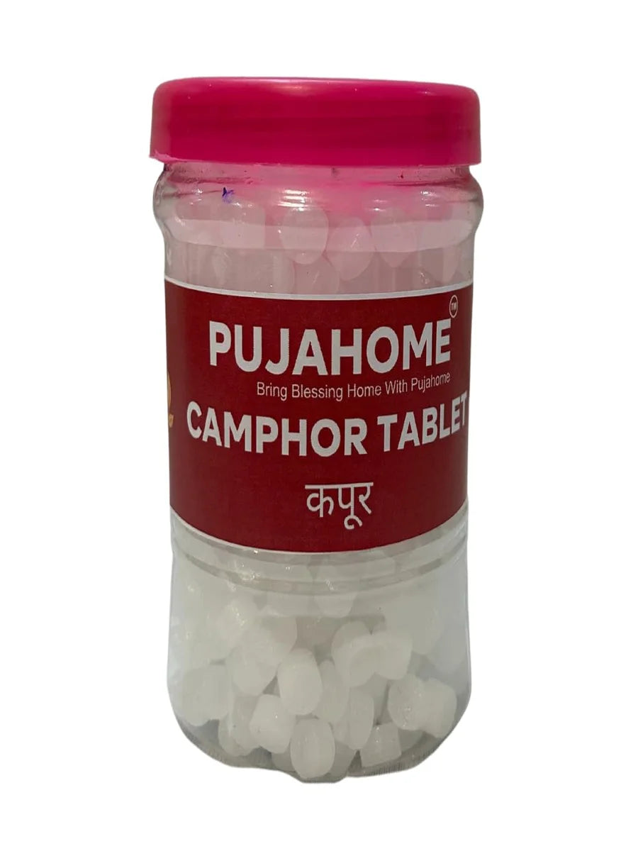 Premium Camphor Tablets | Kapur | Kapoor | Kapooram Tablets for Puja, Aarti, Havan, Meditation, Yoga Kapoor Dani, Diffuser, Air Purifier (200g)