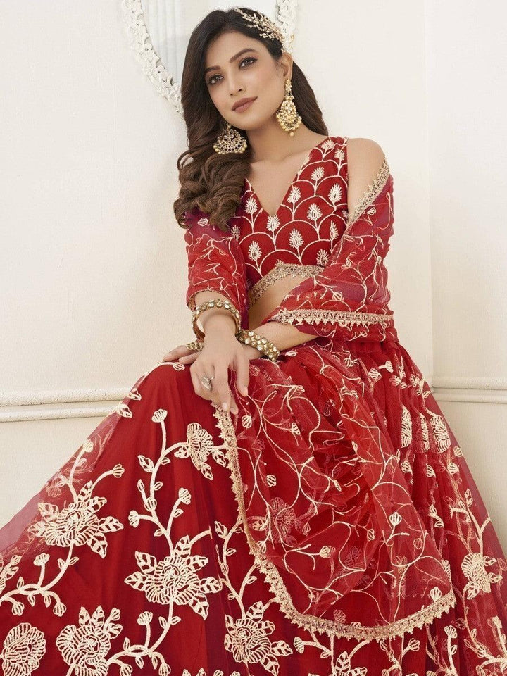 Outstanding Red Sequins Net Wedding | Wear Lehenga Choli With Dupatta Signature Design