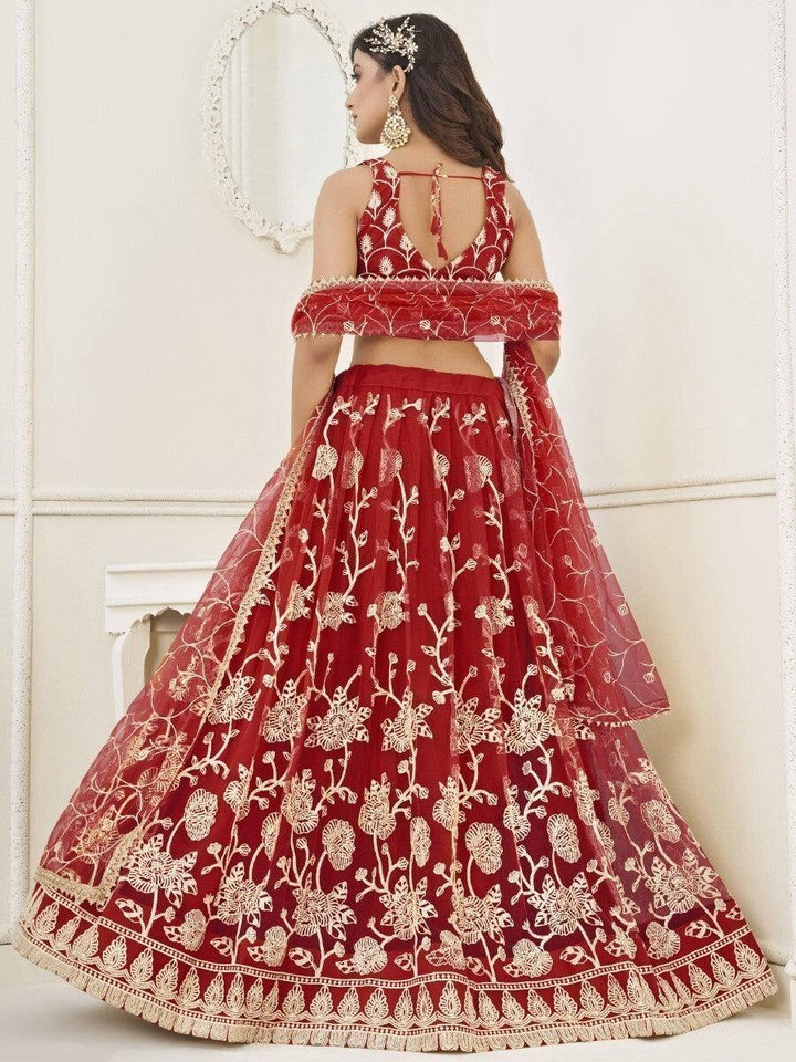 Outstanding Red Sequins Net Wedding | Wear Lehenga Choli With Dupatta Signature Design