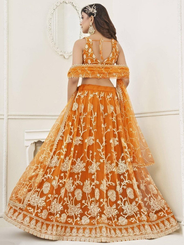 Astounding Orange Sequins Net Lehenga Choli with Dupatta | Sangeet Wear & Luxury Wear