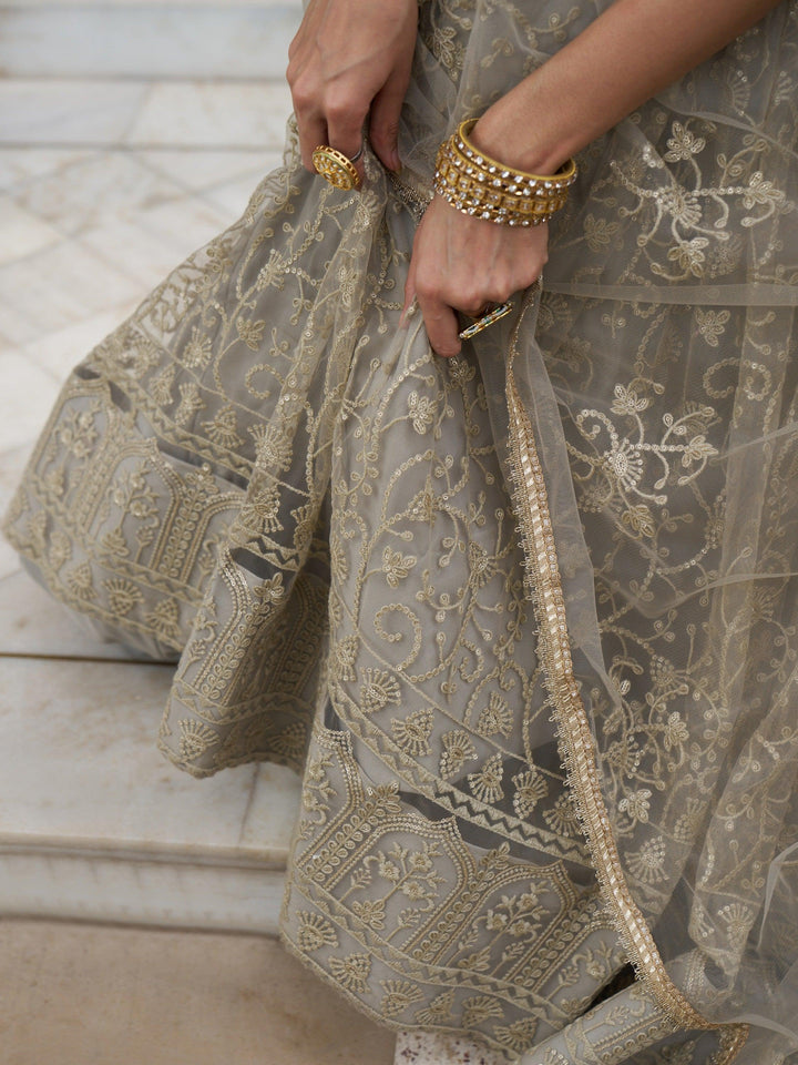 Bewitching Ivory Thread Work | Net Engagement Wear Lehenga Choli Luxury Wear