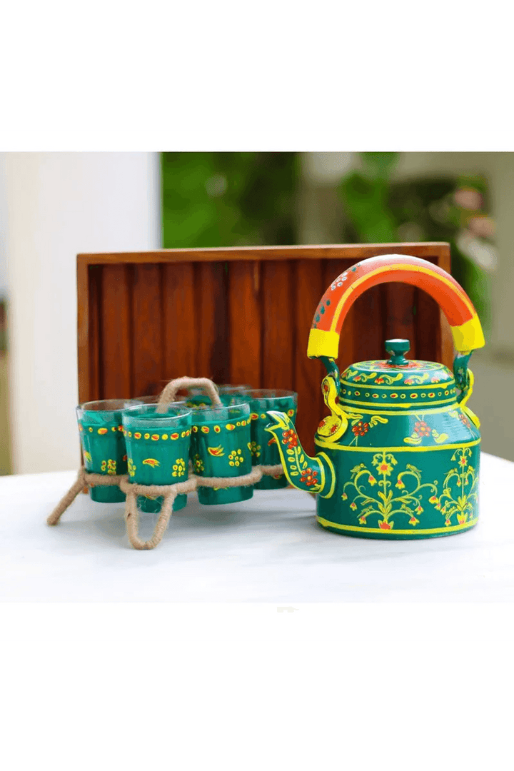 Stylish Hand-Painted Tea Kettle | Unique Meenakari Craft