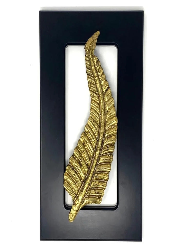 Brass Leaf Motif Wall Decor | Elegant Framed Art for Living Room