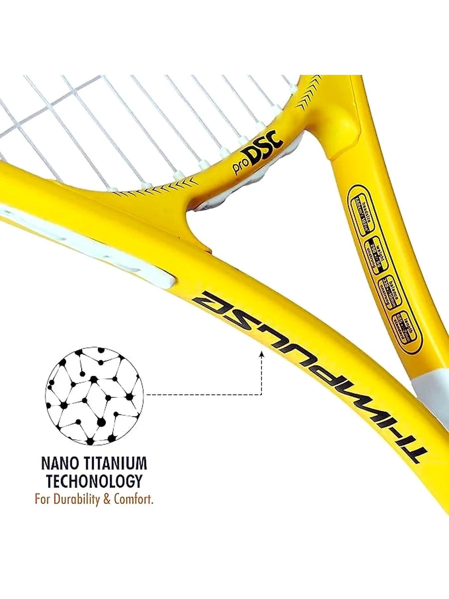 DSC Ti. Impulse Tennis Racquet (White/Red): Lightweight Titanium Tennis Racquet for Beginners and Intermediate Players