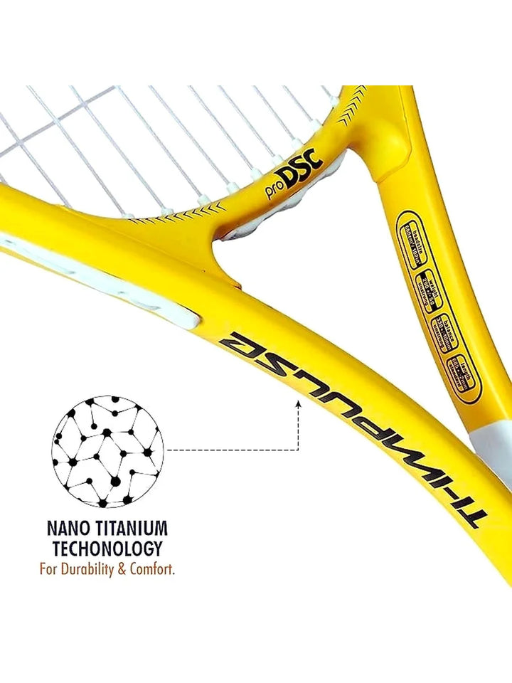 DSC Ti. Impulse Tennis Racquet (White/Red): Lightweight Titanium Tennis Racquet for Beginners and Intermediate Players