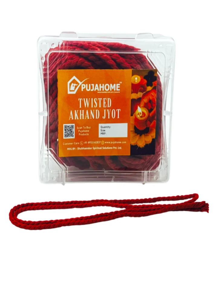 Long Twisted Akhand Jyot Cotton Wicks Batti | Cotton (Red Color)