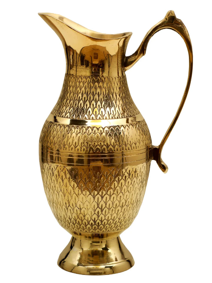 Traditional Brass Water Jar & 6 Glass Set | Nakashi brass kitchenware set