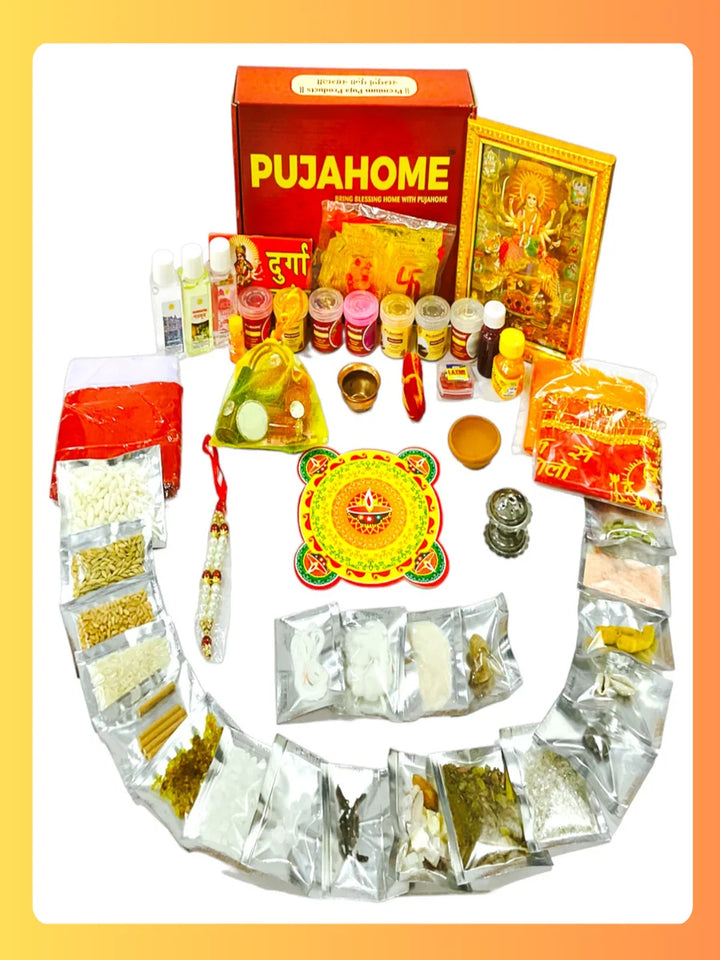 Navratri Puja Samagri Kit/Navdurga Puja Kit for Durga Pujan(50+ Items in Kit)