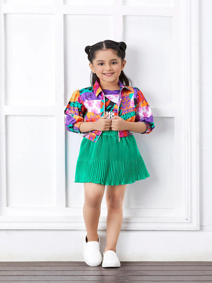 Graceful Girls Green Skirt Set | Beautiful Ethnic Look for Parties & Festivals