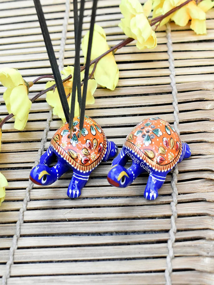 Handcrafted Metal Tortoise Agarbatti Stand | Decorative Religious Item