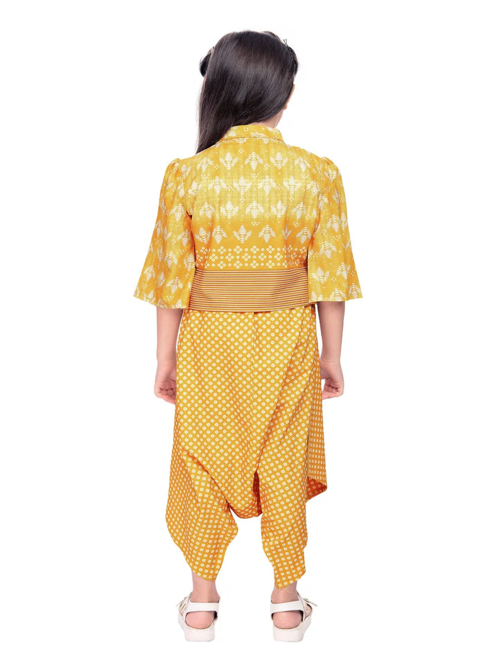 Mustard Kids Western Pant Set | Satin Fabric  Stylish Party Wear