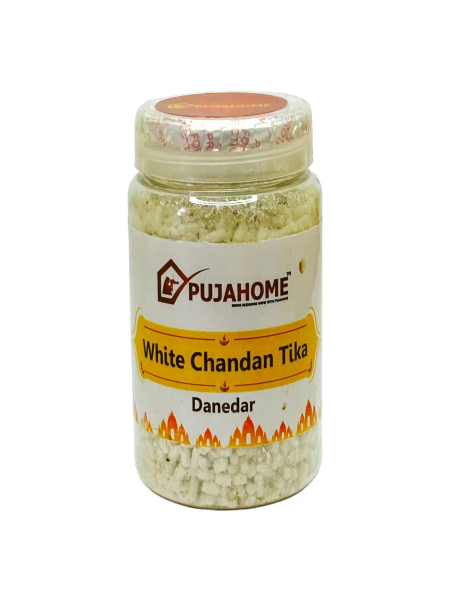 Premium White Chandan Tika Danedar 200 Gram Box