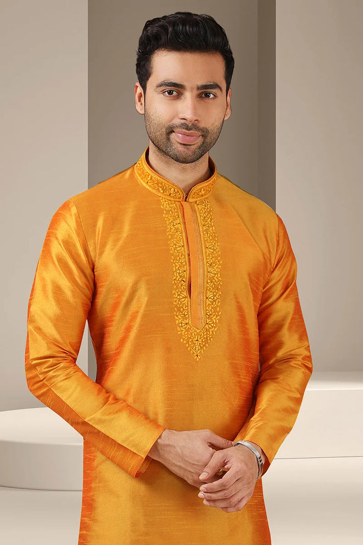Banarasi Art Silk Kurta Pajama | Elegant Mirror Work Festive Wear