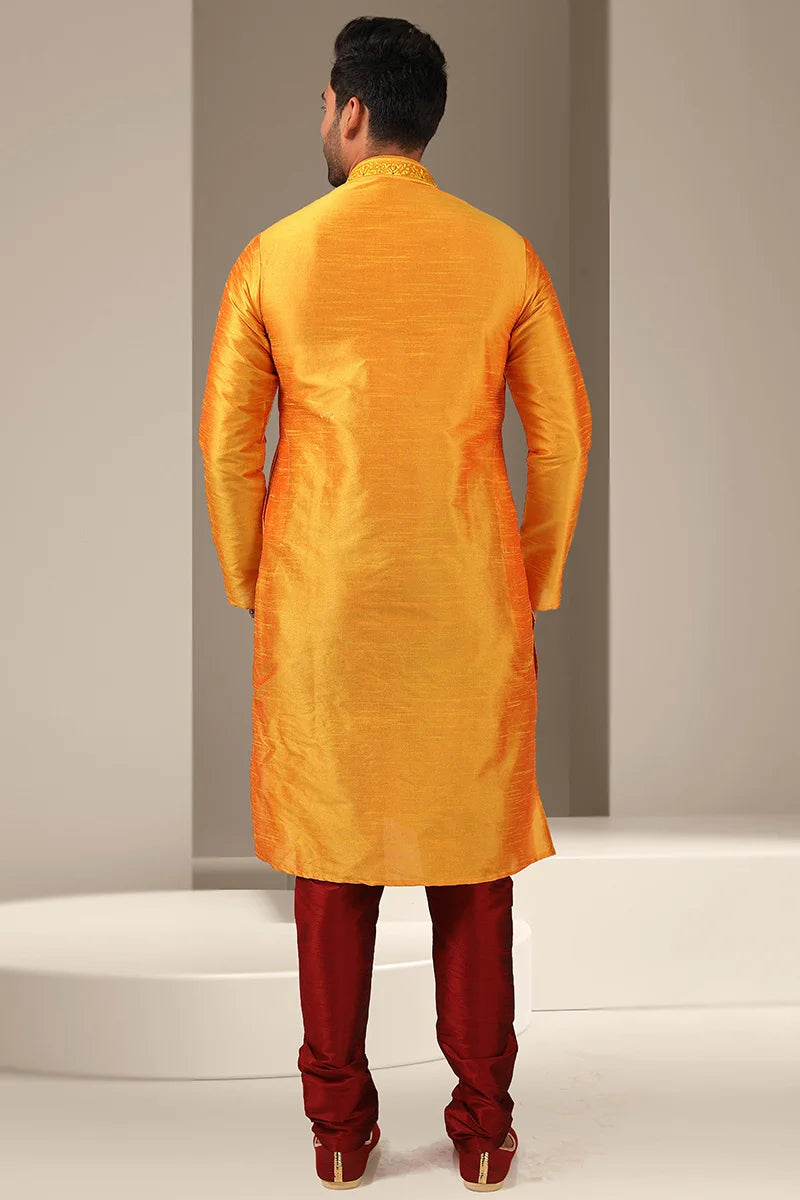 Banarasi Art Silk Kurta Pajama | Elegant Mirror Work Festive Wear