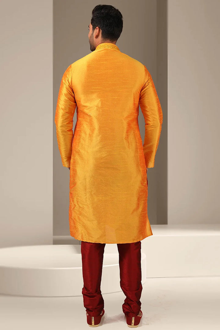 Banarasi Art Silk Kurta Pajama | Elegant Mirror Work Festive Wear