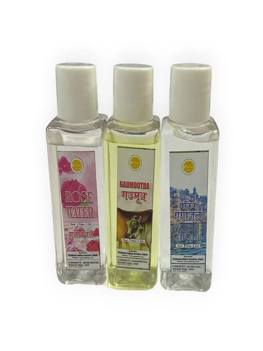 Gangajal + Goumutra + Gulab Jal Combo Pack of 3(50 Ml Each)