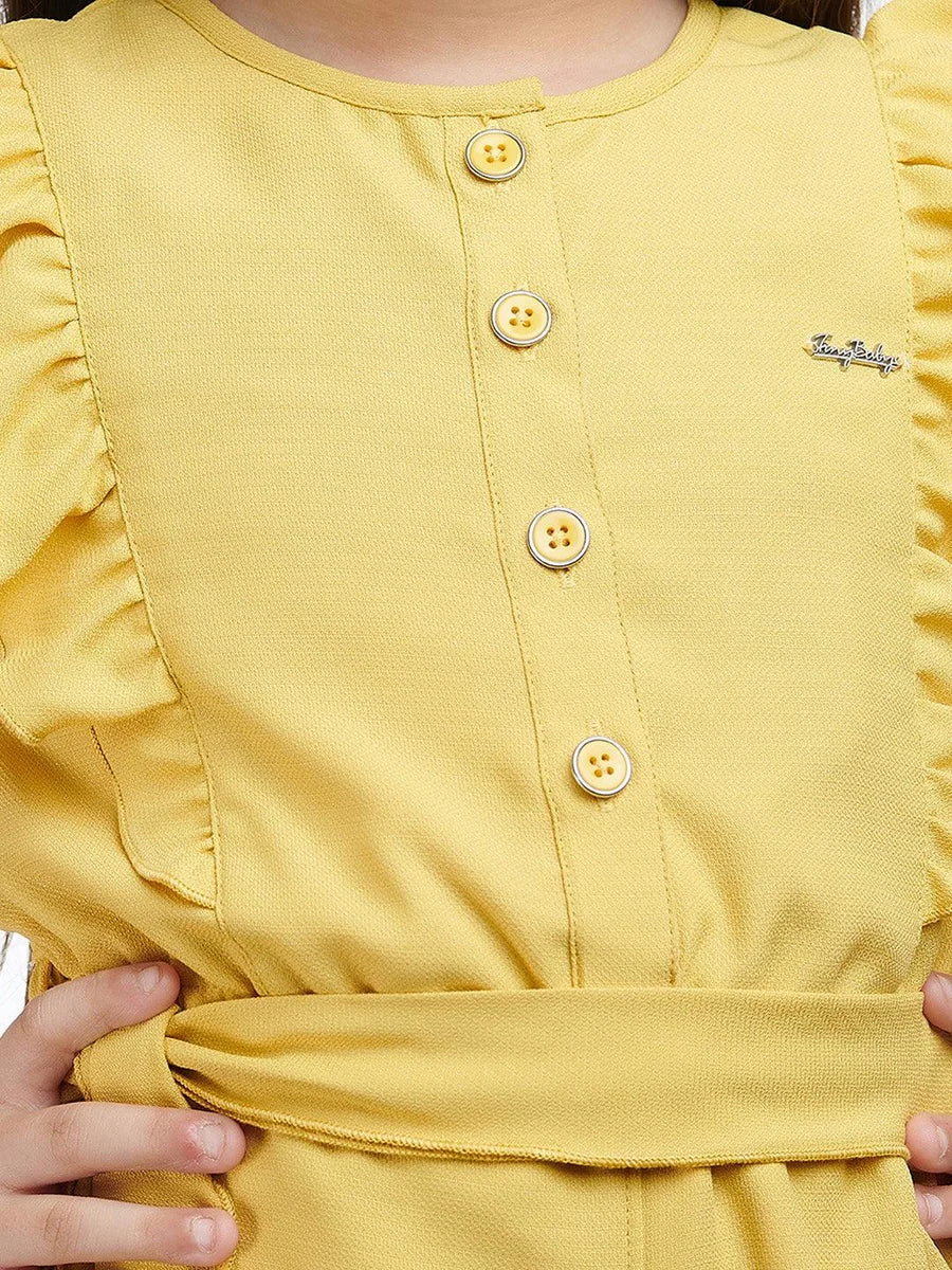 Mustard Linen Jumpsuit for Girls | Casual & Stylish Outfit