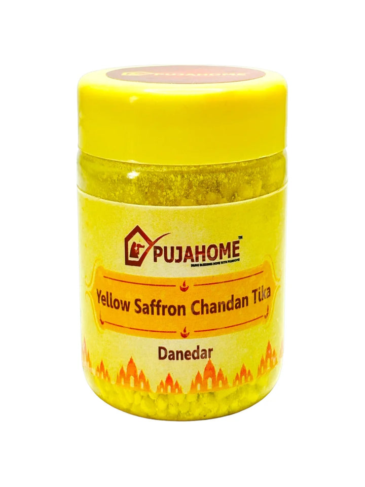 Premium Yellow Saffron Chandan Tika Danedar 100 Gram Box