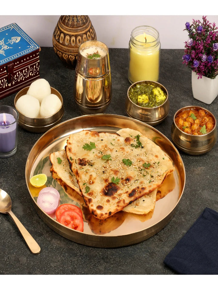 Handcrafted Kansa Dinner Set Ayurvedic Benefits | 6 Pcs Tableware