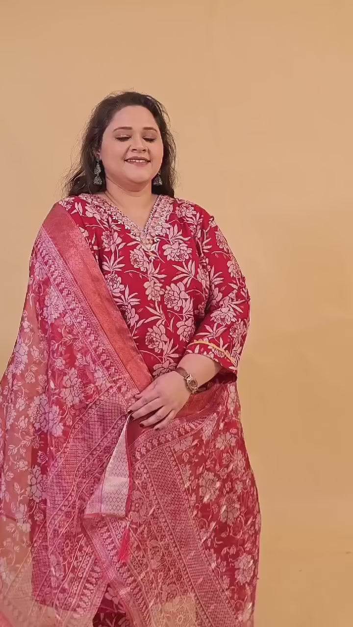 Premium Lichi Viscose Suits | Designer Work Organza Dupatta Included