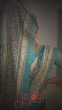 Teal Blue Silk Viscose Saree with Pure Jacquard Zari Work