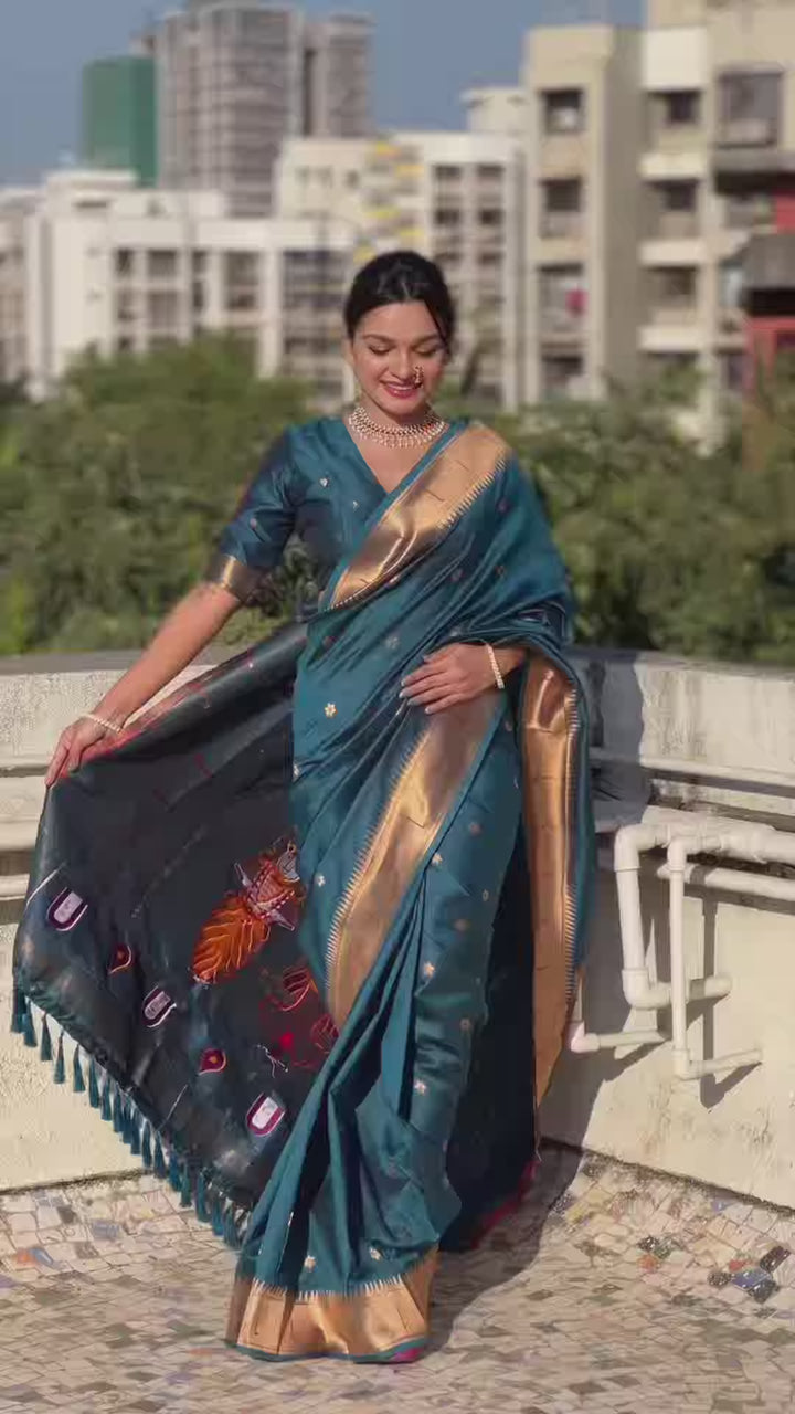 Soft Silk Saree | Wevon Paithani Vitthala Pallu Elegant Party Wear