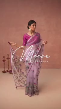Ethnic Light Green Saree with Printed Detailing