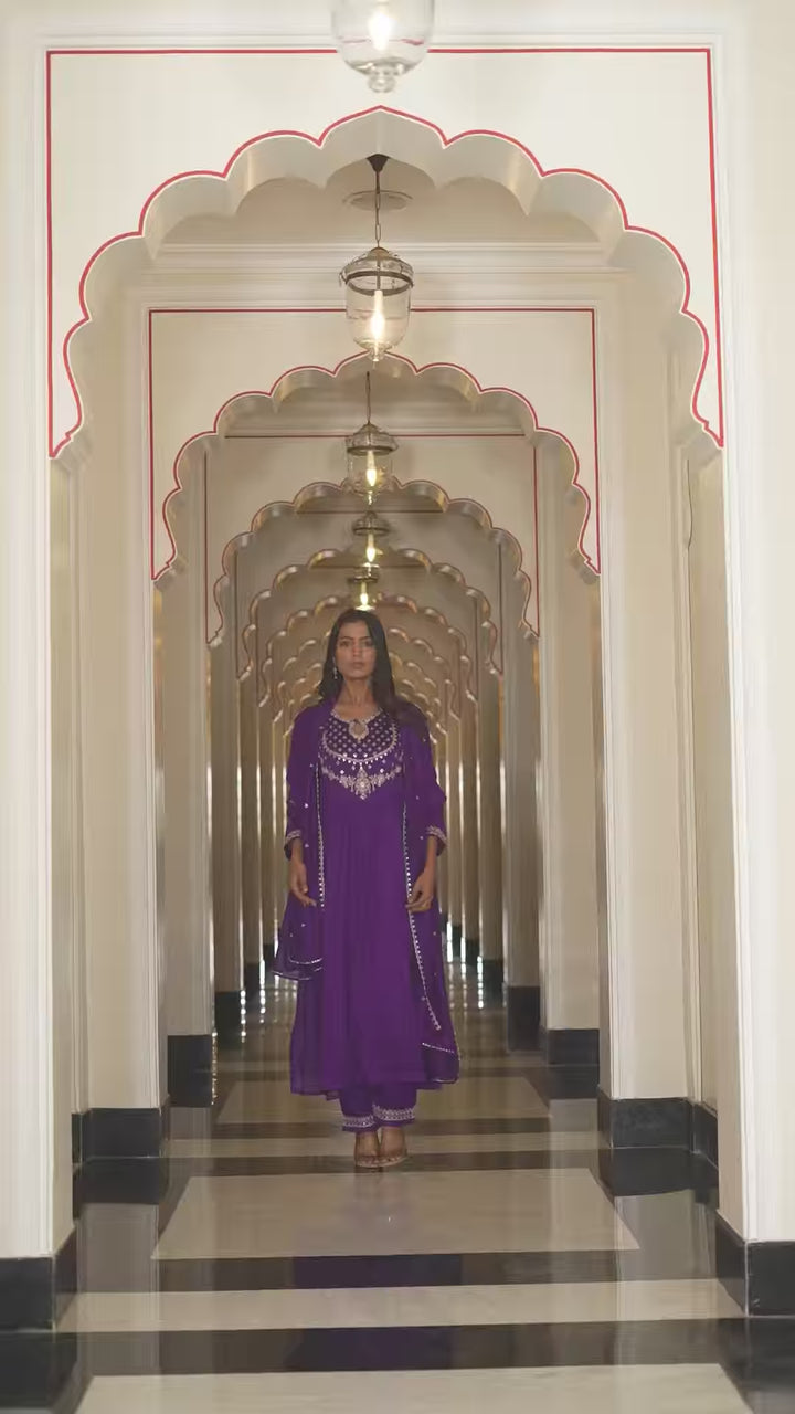 Designer Purple Salwar Suit | Soft Silk with Dupatta