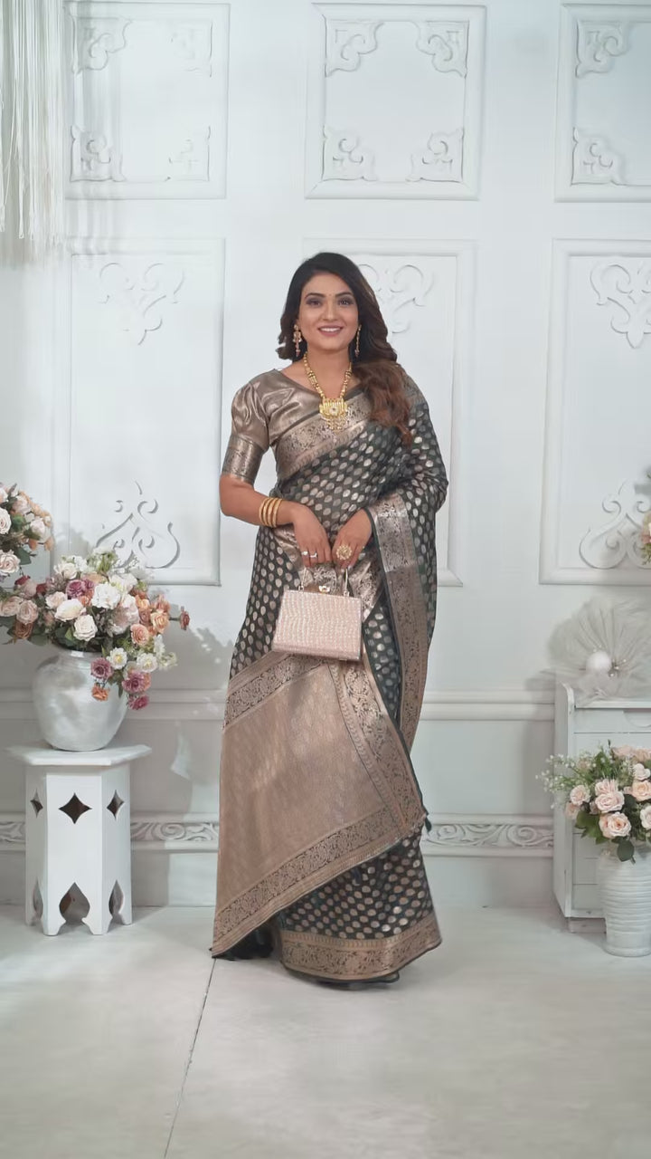 Designer Organza Saree | Gold Jari Weaving Lightweight & Festive Look