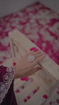 Luxury Wine Crepe Silk Saree with Intricate Moti Hand Embroidery