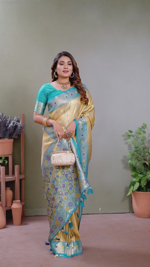 Royal Banarasi Tissue Silk Saree | Heavy Wevon Designer Art