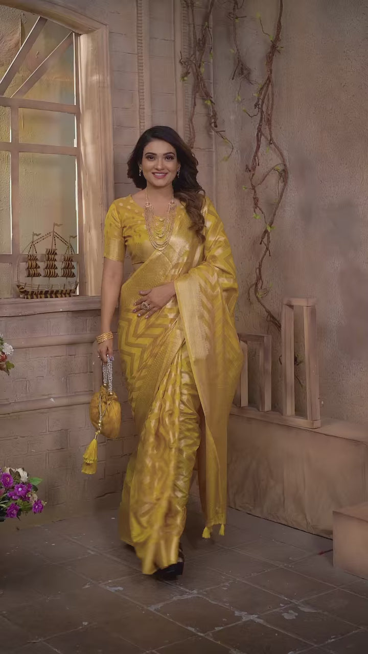Stylish Organza Saree | Wevon Jari Designer Saree for Weddings & Celebrations