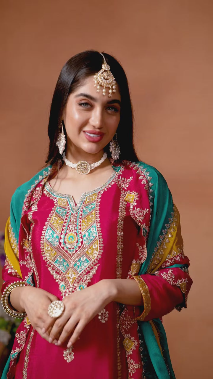 Designer Embroidered Salwar Suit | Heavy Work & Santoon Bottom