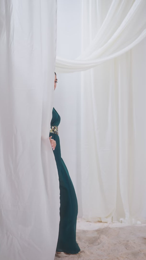 Designer Teal Green Saree | Hand Work Organza with Matching Blouse