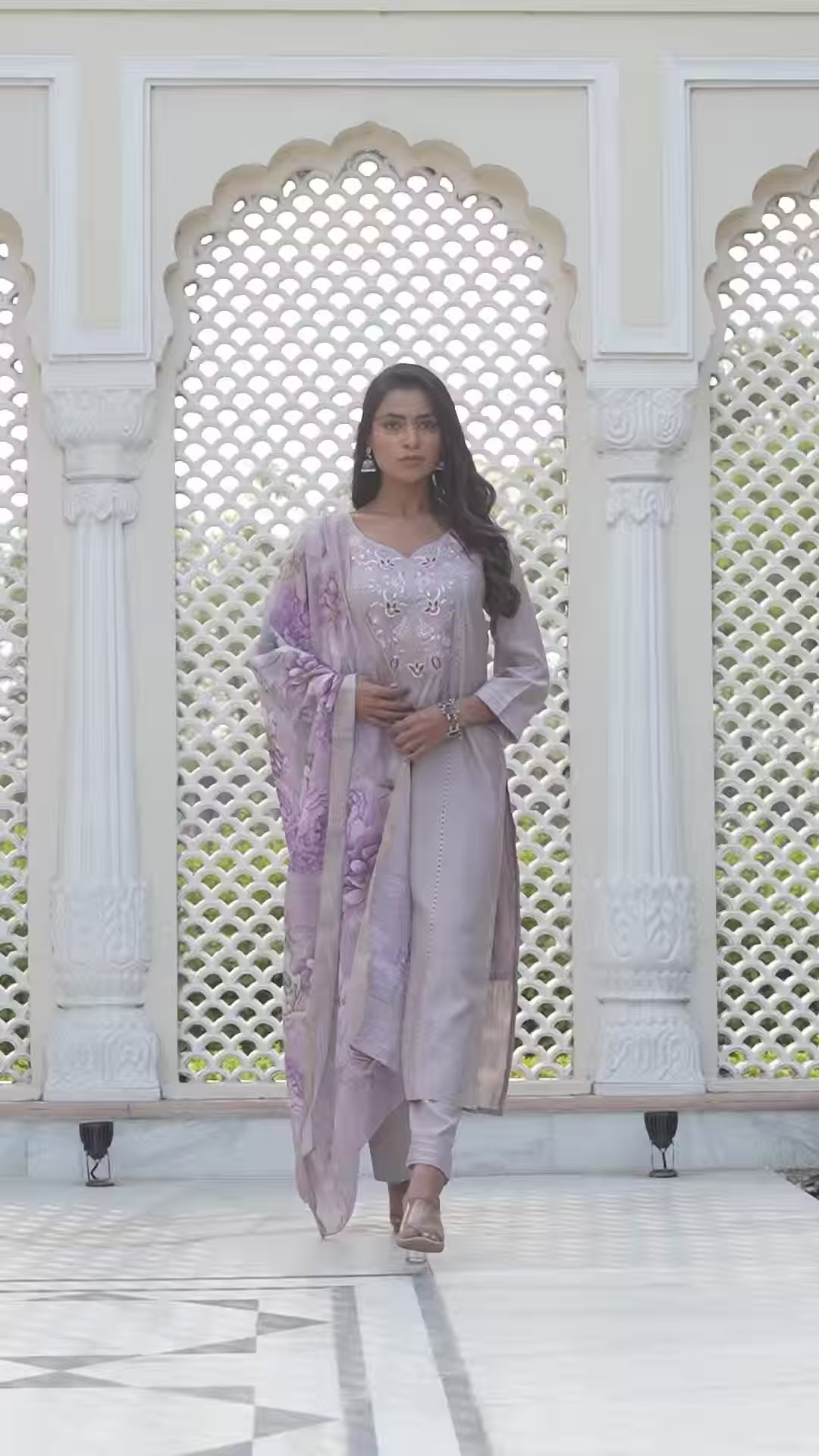 Premium Ethnic Suit | Lavender Cotton Silk with Jacquard Shimmer Dupatta