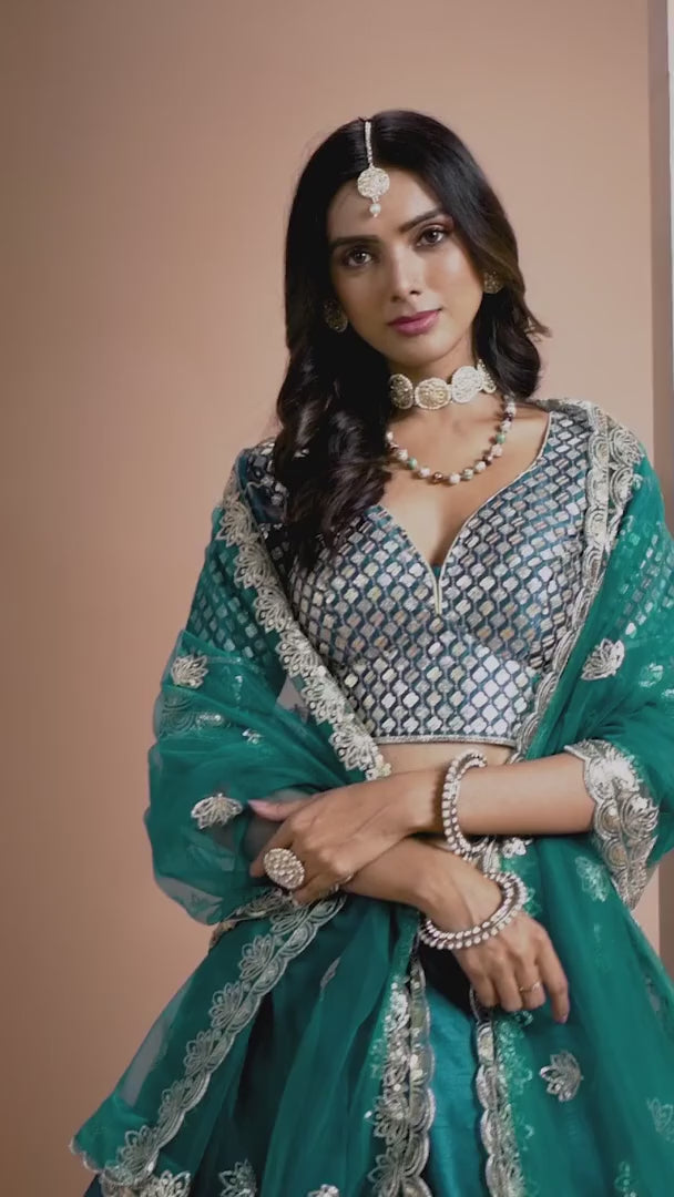 Beautiful Lehenga with Sequence Work, Silk Blouse & Net Dupatta