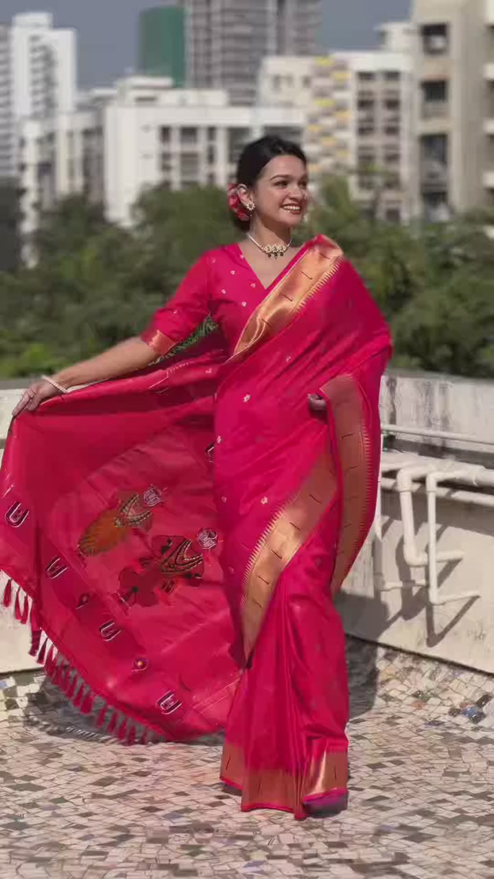 Soft Silk Saree | Wevon Paithani Vitthala Pallu Elegant Party Wear